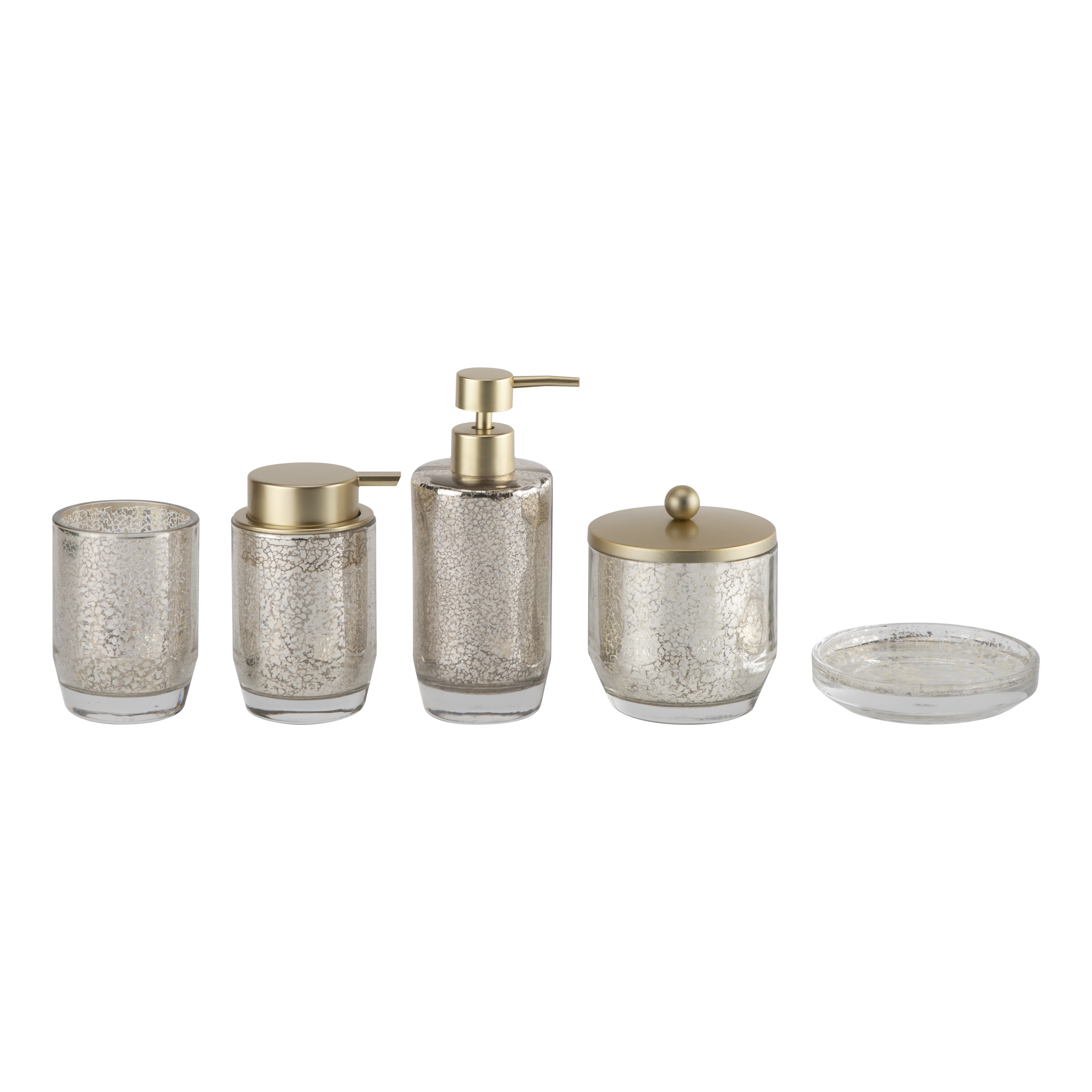 Glass Bath Accessories with Mercury Gold